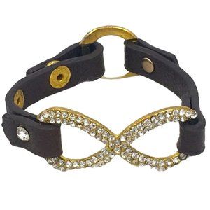 Gold Tone Faux Diamond Infinity Band Bracelet